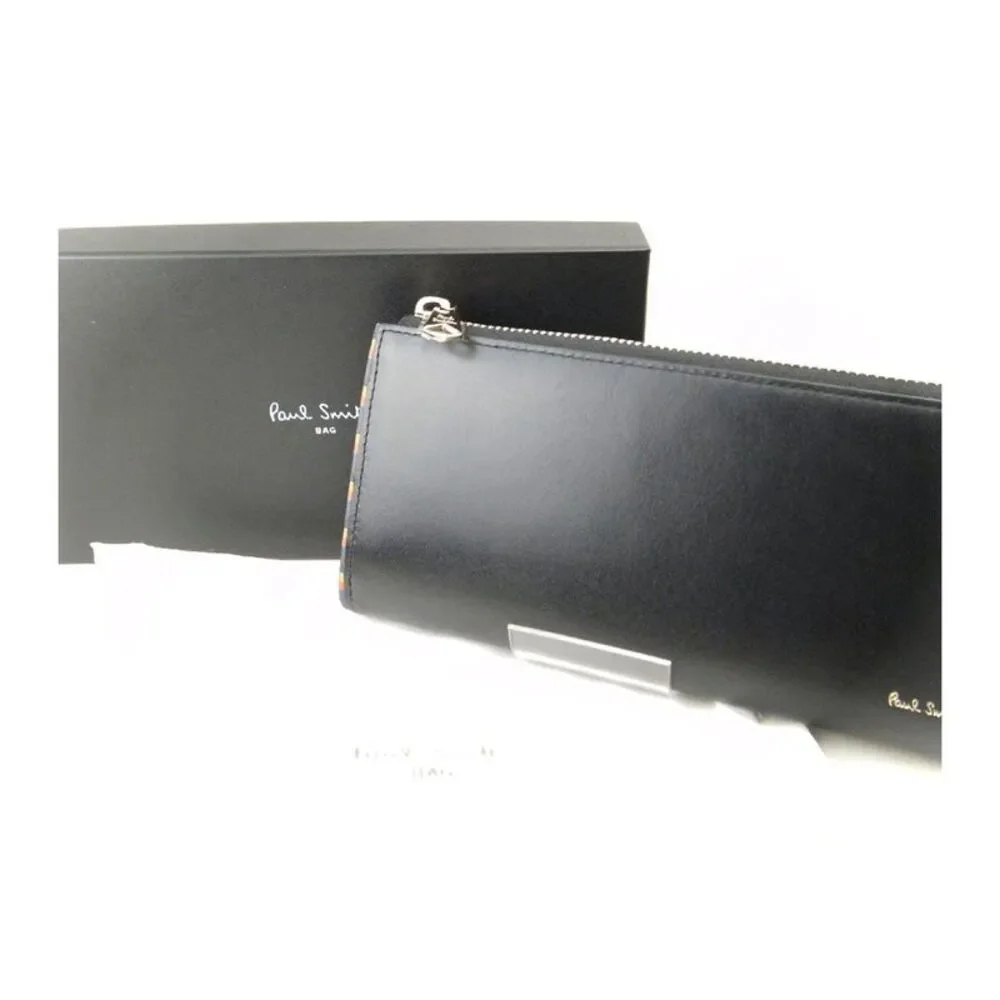 Paul Smith Bright Stripe Trim Leather Long Wallet